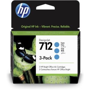 HP 712 29ml Cyan Ink Cartridge 3 Pack